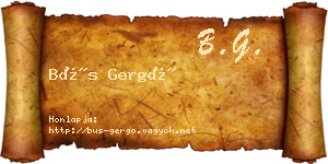 Bús Gergő névjegykártya